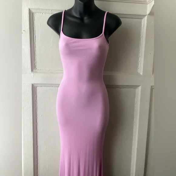 Skims Pink Soft Lounge Spaghetti Strap Bodycon Maxi Dress - Picture 4 of 10
